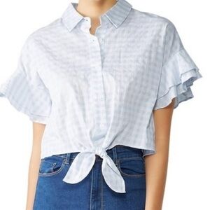 Blue Flutter Sleeve Top